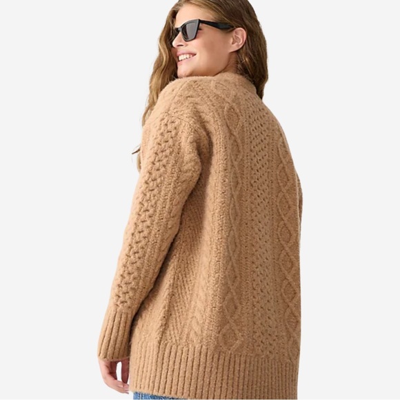 J Crew Cable knit stretch cardigan Color: Heather Light Stone - Picture 5 of 9
